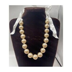 Lot New 2 Dozen 24 Pieces Faux Cream Pearl Satin Tie Necklaces